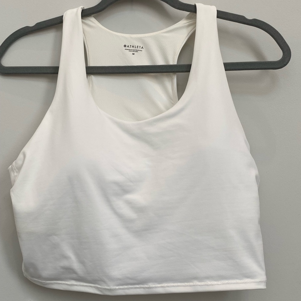 NEW Athleta Ultimate Crop A-C Cup Sports Bra White Size Medium